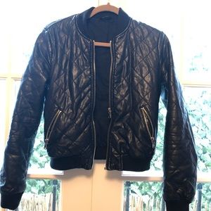 Vegan Leather Bomber Jacket